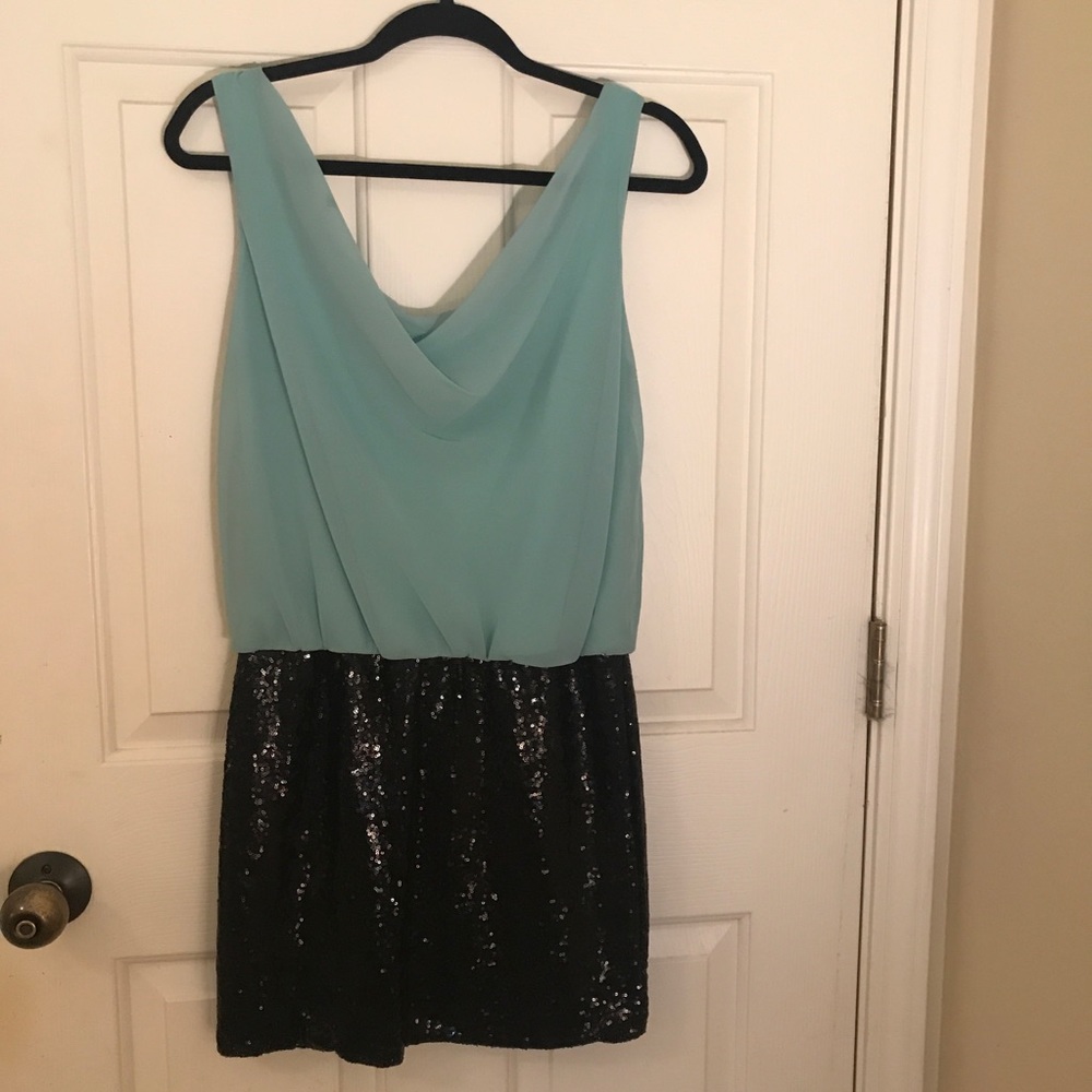 Teal Party Dress With Sequins
